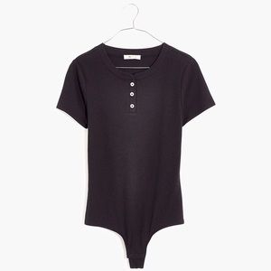 Madewell Henley Short-Sleeve Thong Bodysuit NWT